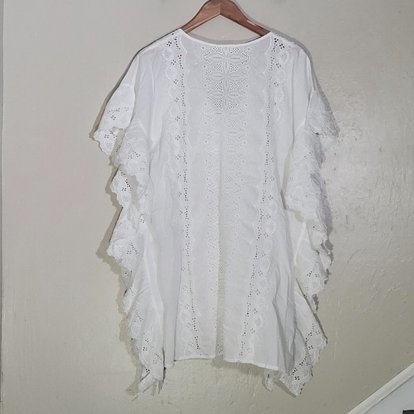 J.Crew White Lace Tunic with Ruffled Sleeves - Picture 2 of 8